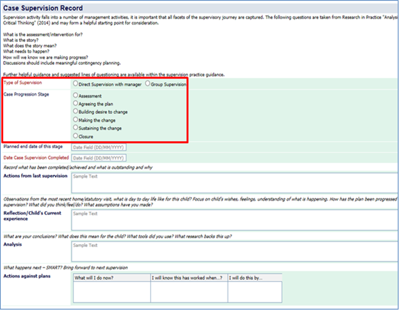 Case Supervision Record